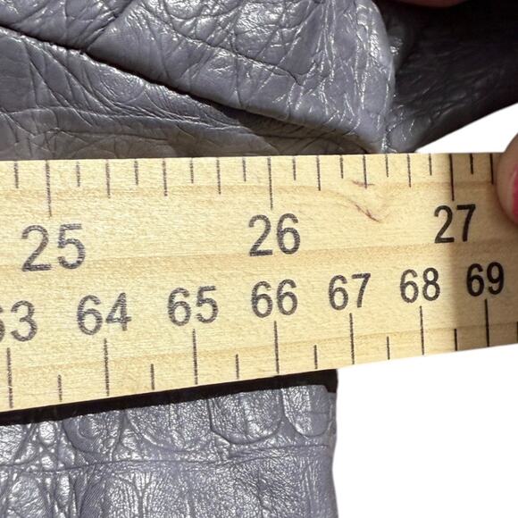 Dennis Basso gray embossed faux leather zip front moto jacket - women's 3X - Picture 9 of 10